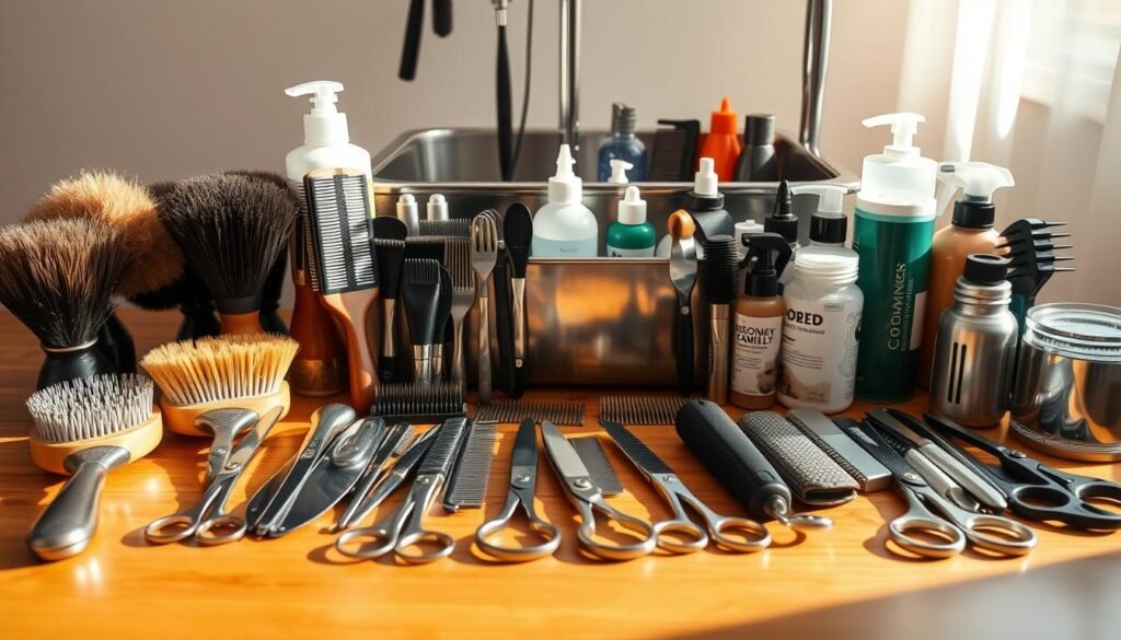 Dog grooming tools and supplies